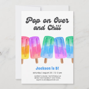 Colourful Popsicle Summer 5th Birthday Invitation