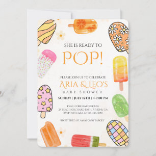 Colourful Popsicle Summer Baby Shower Invite