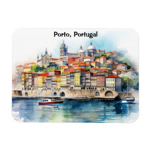 Colourful Porto Portugal Watercolor City View Magnet