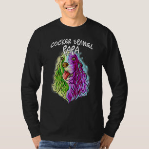 Colourful Portrait Cocker Spaniel Dog Dad Papa Fat T-Shirt