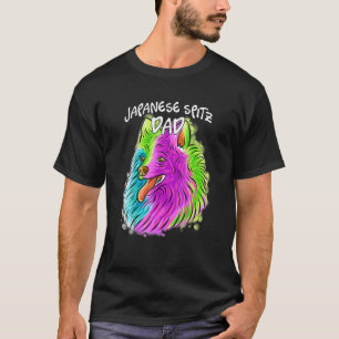 Colourful Portrait Japanese Spitz Dog Dad Father's T-Shirt