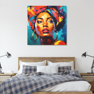 Colourful Portrait of a Beautiful Black Woman Canvas Print
