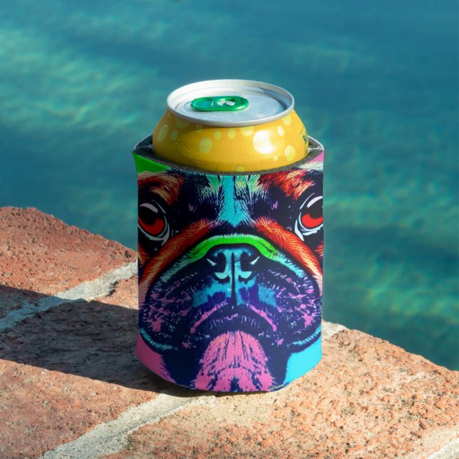 Colourful portrait of a pug in pop art style can cooler (In Situ Pool)