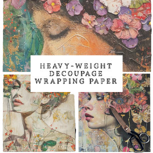 Colourful Portraits Floral, Heavy Weight Decoupage Wrapping Paper Sheet
