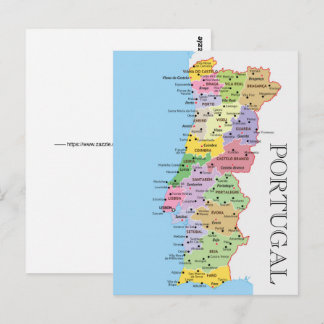 Colourful Portugal Map Postcard
