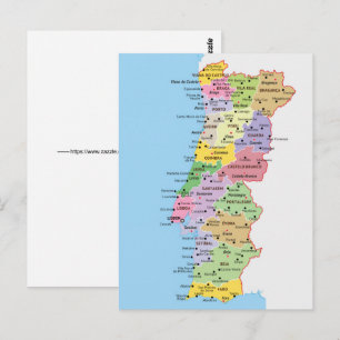 Colourful Portugal Map Postcard