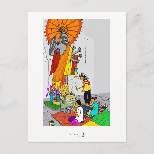 Colourful postcard buddhist temple Cambodia (Front)