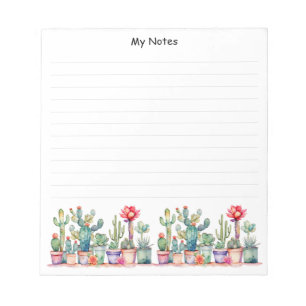 Colourful Potted Cacti And Succulents Lined Notepad