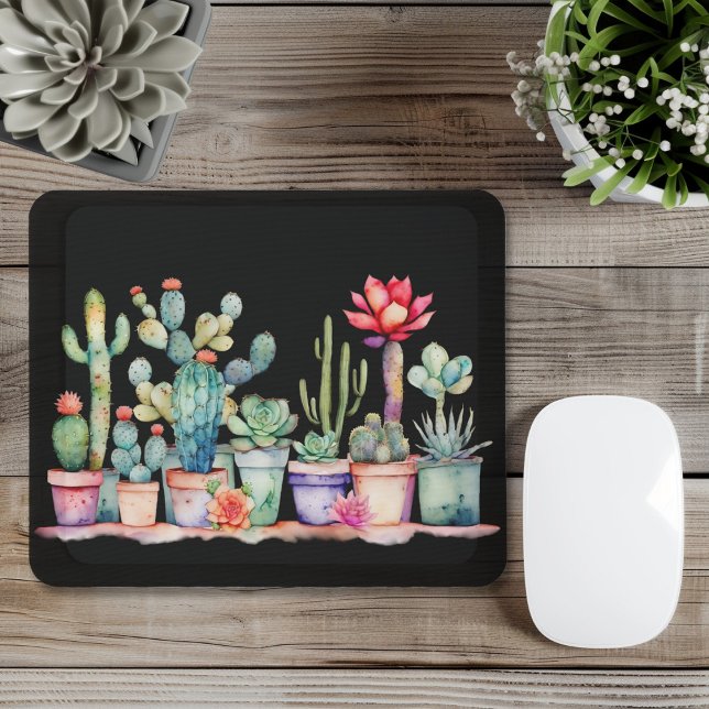 Colourful Potted Cacti And Succulents  Mouse Mat (Creator Uploaded)