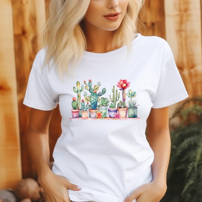 Colourful Potted Cacti And Succulents T-Shirt (Creator Uploaded)