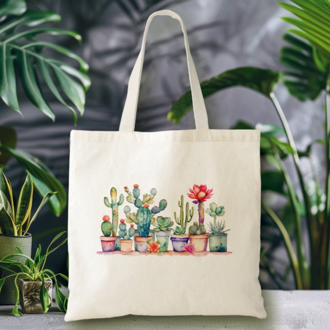 Colourful Potted Cacti And Succulents Tote Bag (Creator Uploaded)