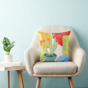 Colourful potted cactus cushion