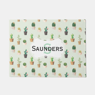 Colourful Potted Cactus Door Mat