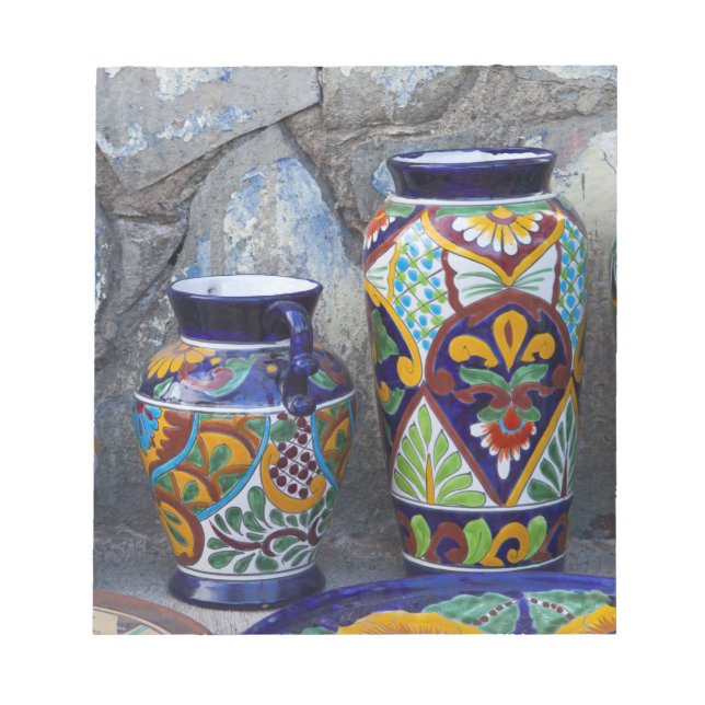 Colourful pottery for sale in downtown Loreto, Notepad (Front)