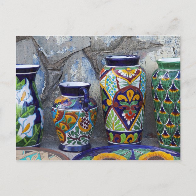 Colourful pottery for sale in downtown Loreto, Postcard (Front)
