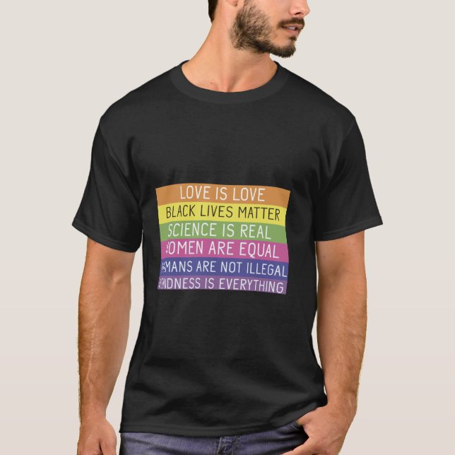 Colourful Powerful Messages Equality and Kindness  T-Shirt (Front)