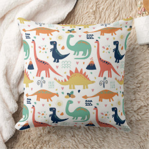 Colourful Prehistoric Dinosaurs Pattern Cushion