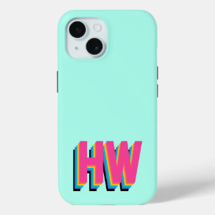 Colourful Preppy Initial Name iPhone 15 Case