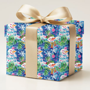 Colourful Preppy Snowmen Christmas Pattern Wrapping Paper