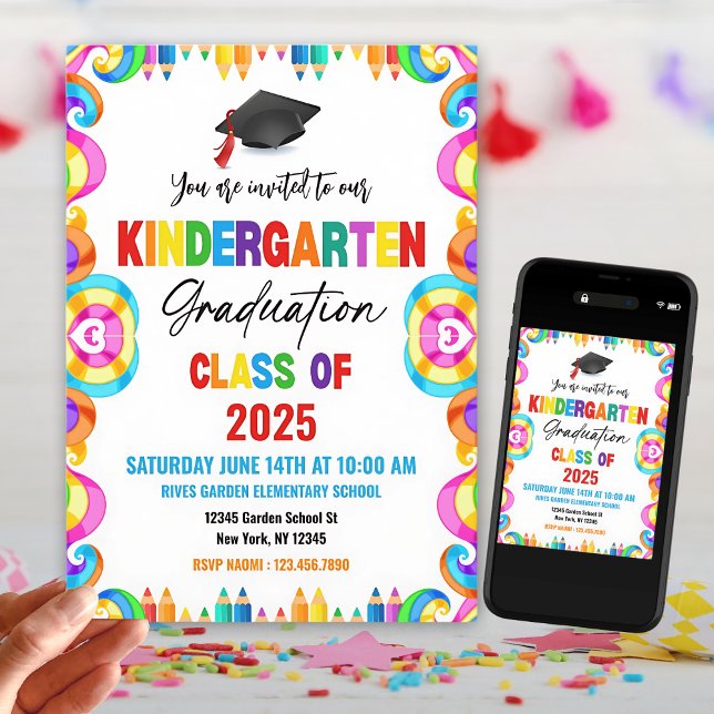 Colourful Preschool Graduation Invitation  (Creator Uploaded)