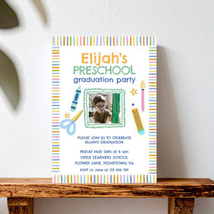 Colourful Preschool Graduation Party Invitation