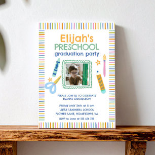 Colourful Preschool Graduation Party Invitation