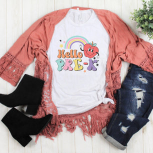 Colourful Preschool Teacher Hello Pre K  T-Shirt
