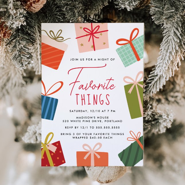 Colourful Presents Favourite Things Holiday Party Invitation (Creator Uploaded)