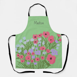 Colourful Pretty Floral Charm + Custom Name Apron