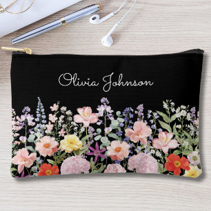 Colourful Pretty Flowers Floral Garden Personalise Accessory Pouch