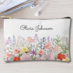 Colourful Pretty Flowers Floral Garden Personalise Accessory Pouch