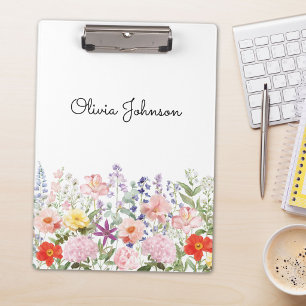 Colourful Pretty Flowers Floral Garden Personalise Clipboard