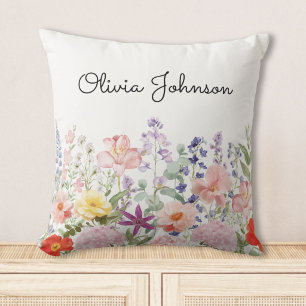Colourful Pretty Flowers Floral Garden Personalise Cushion