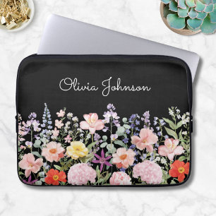 Colourful Pretty Flowers Floral Garden Personalise Laptop Sleeve