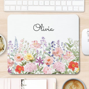 Colourful Pretty Flowers Floral Garden Personalise Mouse Mat