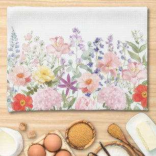 Colourful Pretty Flowers Floral Garden Personalise Tea Towel