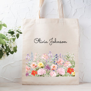 Colourful Pretty Flowers Floral Garden Personalise Tote Bag