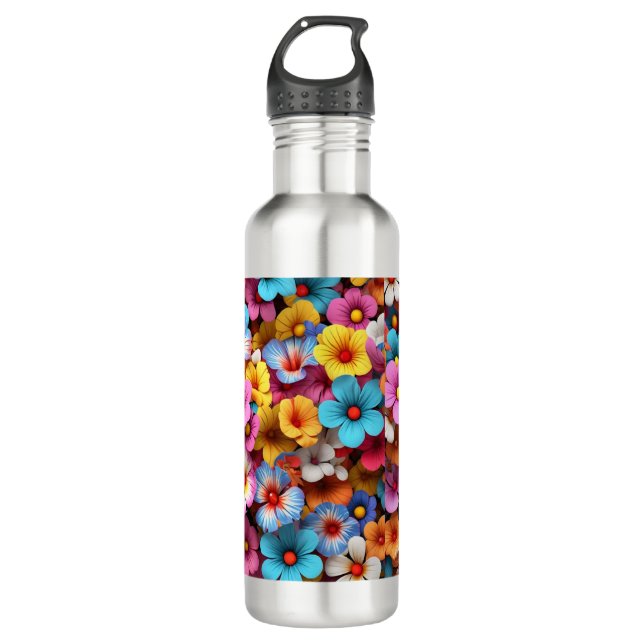 Colourful Pretty Flowers Pattern-20240 710 Ml Water Bottle (Front)