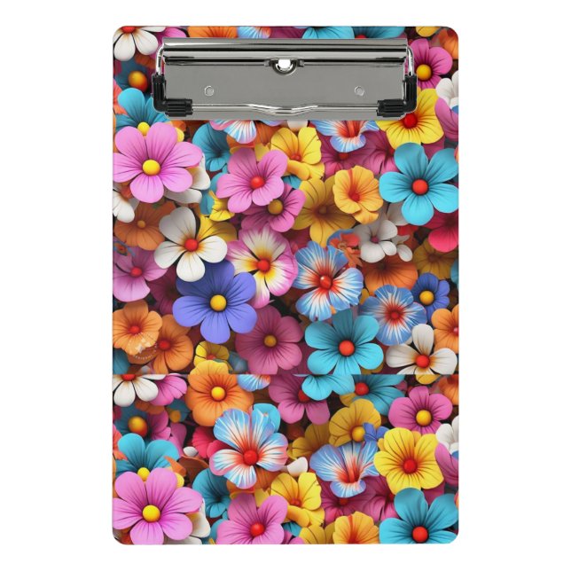 Colourful Pretty Flowers Pattern-20240 Mini Clipboard (Front)