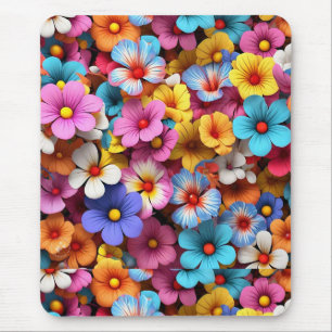 Colourful Pretty Flowers Pattern-20240 Mouse Mat