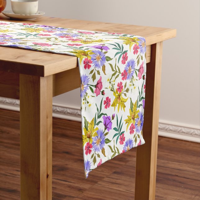 Colourful pretty flowers pattern short table runne short table runner (In Situ)