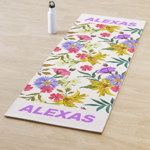 Colourful pretty flowers pattern yoga mat