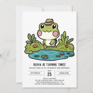Colourful Pretty Frog Digital Birthday Invitation