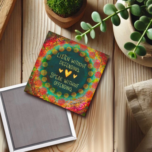 Colourful Pretty Listen Quote Inspirational Hearts Magnet (Creator Uploaded)