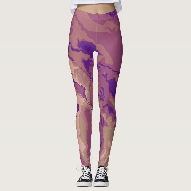 Colourful Pretty Marble Colour  Leggings (Front)