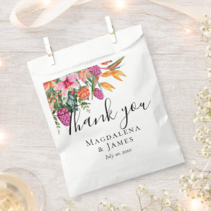 Colourful Pretty Pink Orange Tropical Flowers Favour Bags