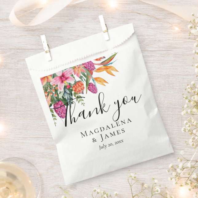 Colourful Pretty Pink Orange Tropical Flowers Favour Bags (Clipped)