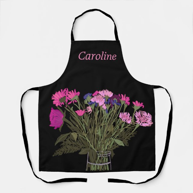 Colourful Pretty Spring Flower +Custom Name For He Apron (Front)