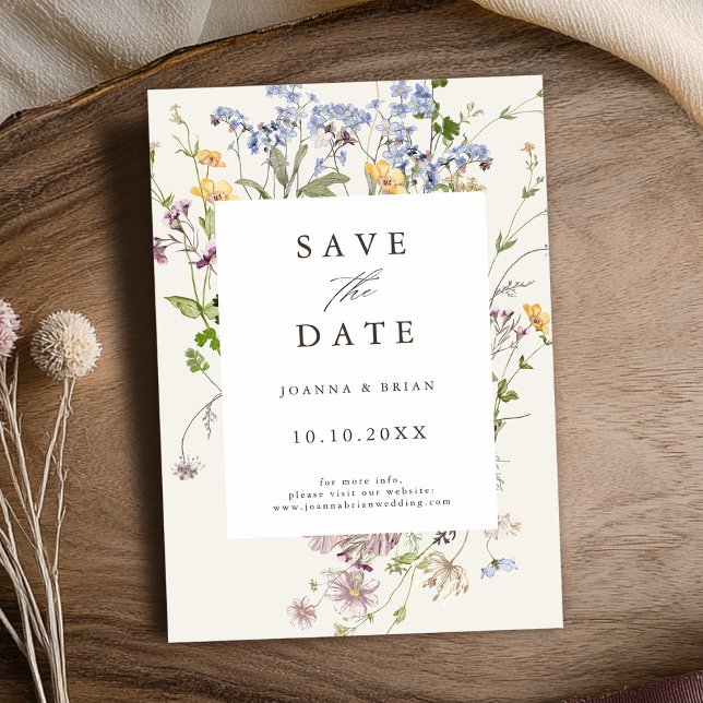 Colourful Pretty Spring Wildflower Meadow Garden  Save The Date (Colorful Pretty Spring Wildflower Meadow Garden Save The Date card)