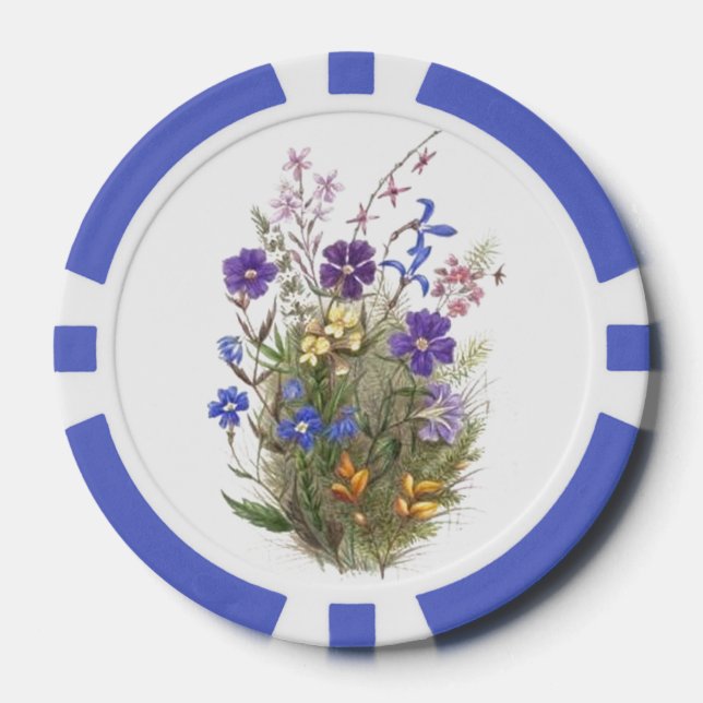 Colourful Pretty Vintage Wildflowers Poker Chips (Front)